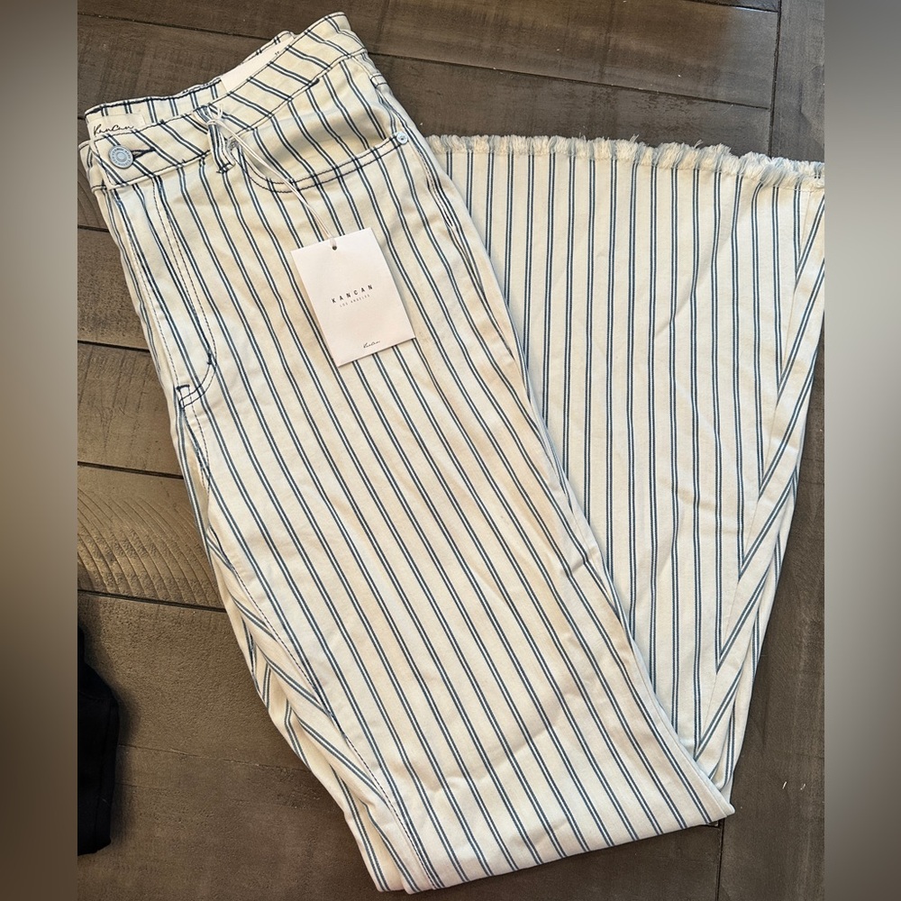 KanCan White and Blue Striped Men Pants